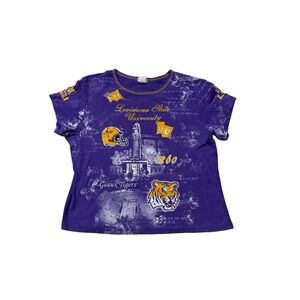 Y2K LSU Louisiana State University Tigers Rhinestone Tee – Made in USA